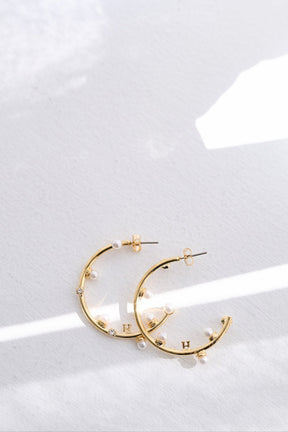 Crystal Pearl Hoop Pierces