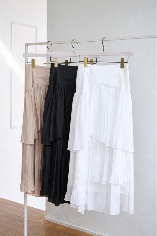 Sheer Pleated Tiered Skirt