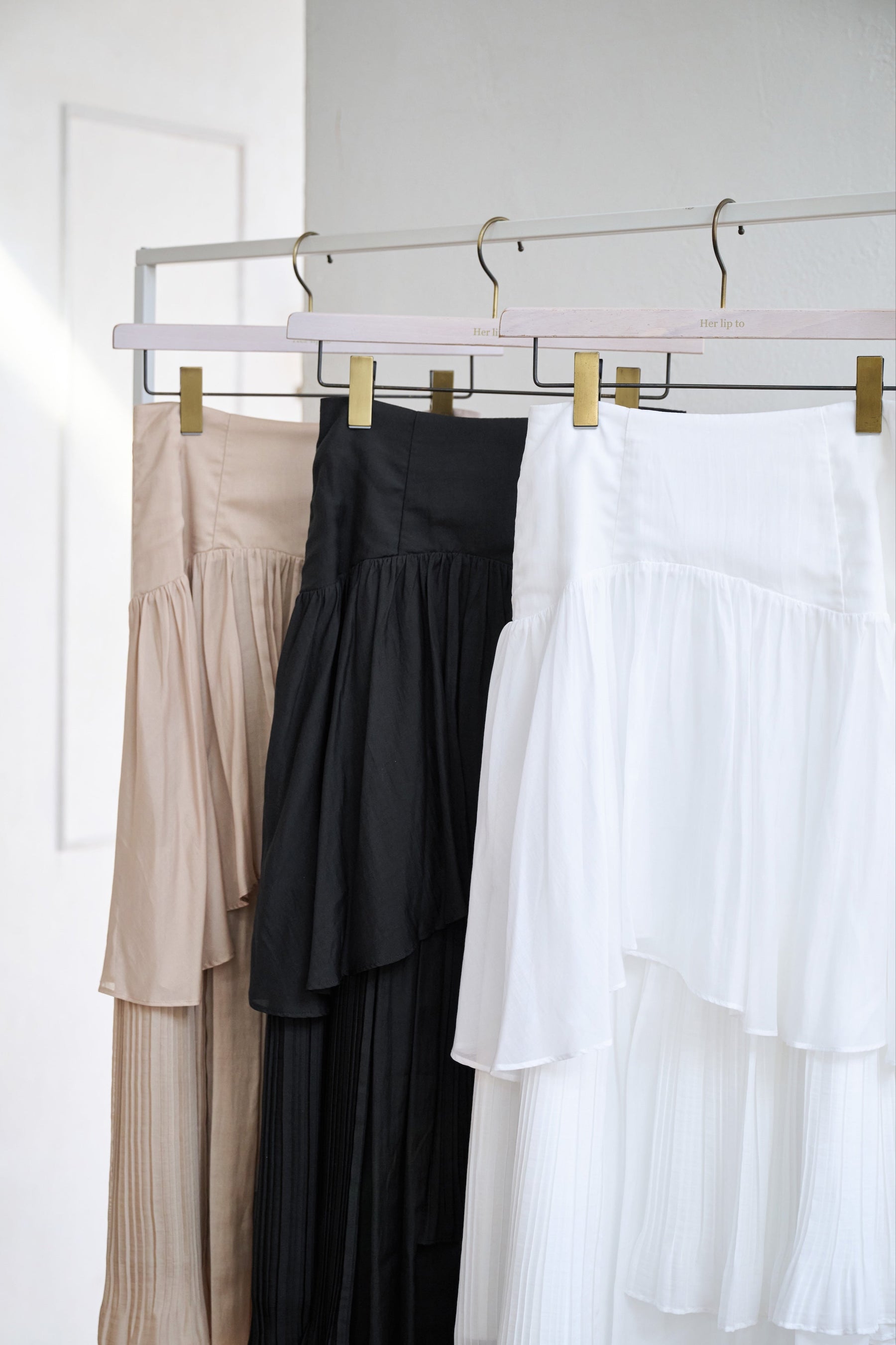 Sheer Pleated Tiered Skirt