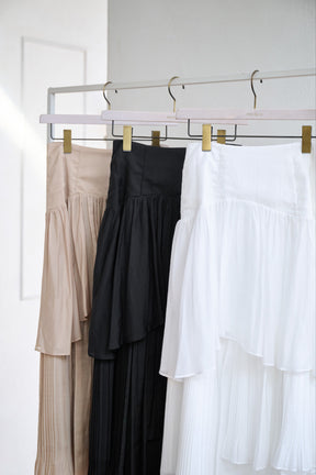 Sheer Pleated Tiered Skirt