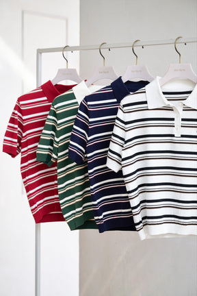 Multi Border Polo Top