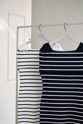 Square Collar Striped Dress