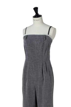 【7月下旬出貨】Frilled Tweed Jumpsuit