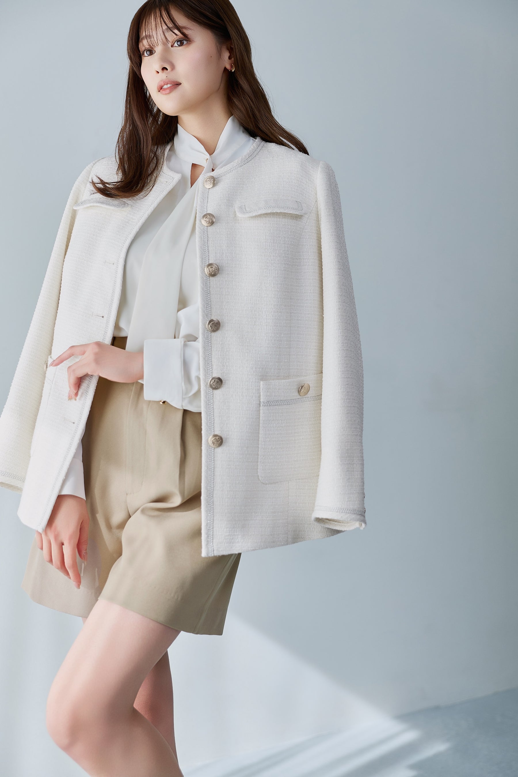 Tucked Twill Bermuda Shorts