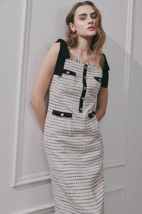 Vol.2 Tie-Shoulder Tweed Dress