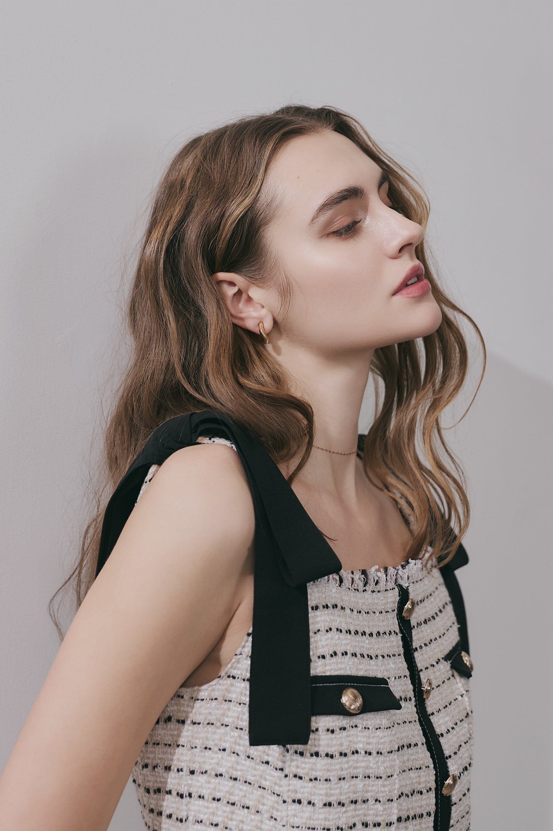 Vol.2 Tie-Shoulder Tweed Dress