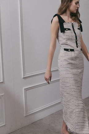 Vol.2 Tie-Shoulder Tweed Dress