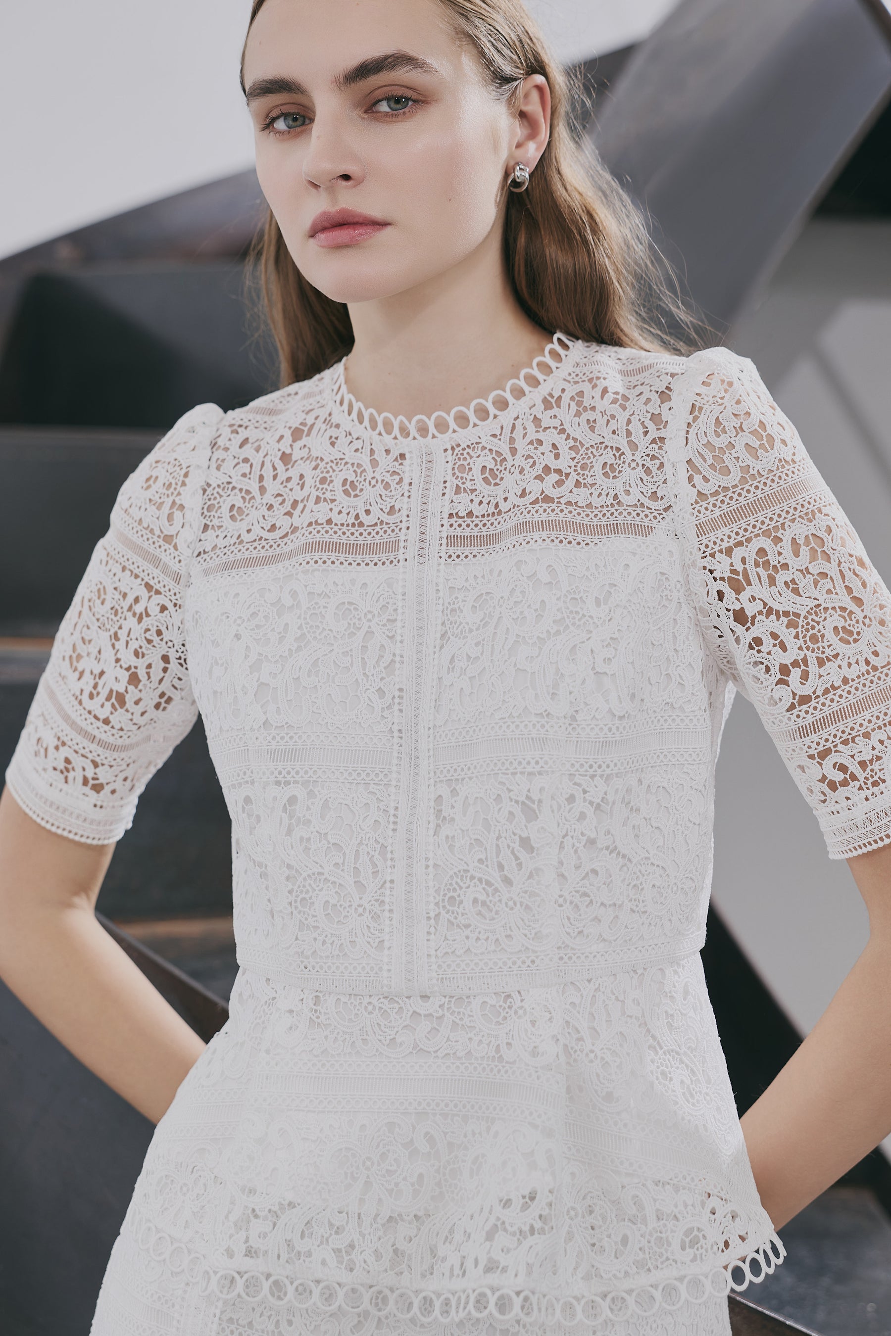 Vol.2 Embroidered Lace Peplum Top