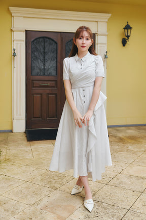 Striped Asymmetrical Shirt Dress