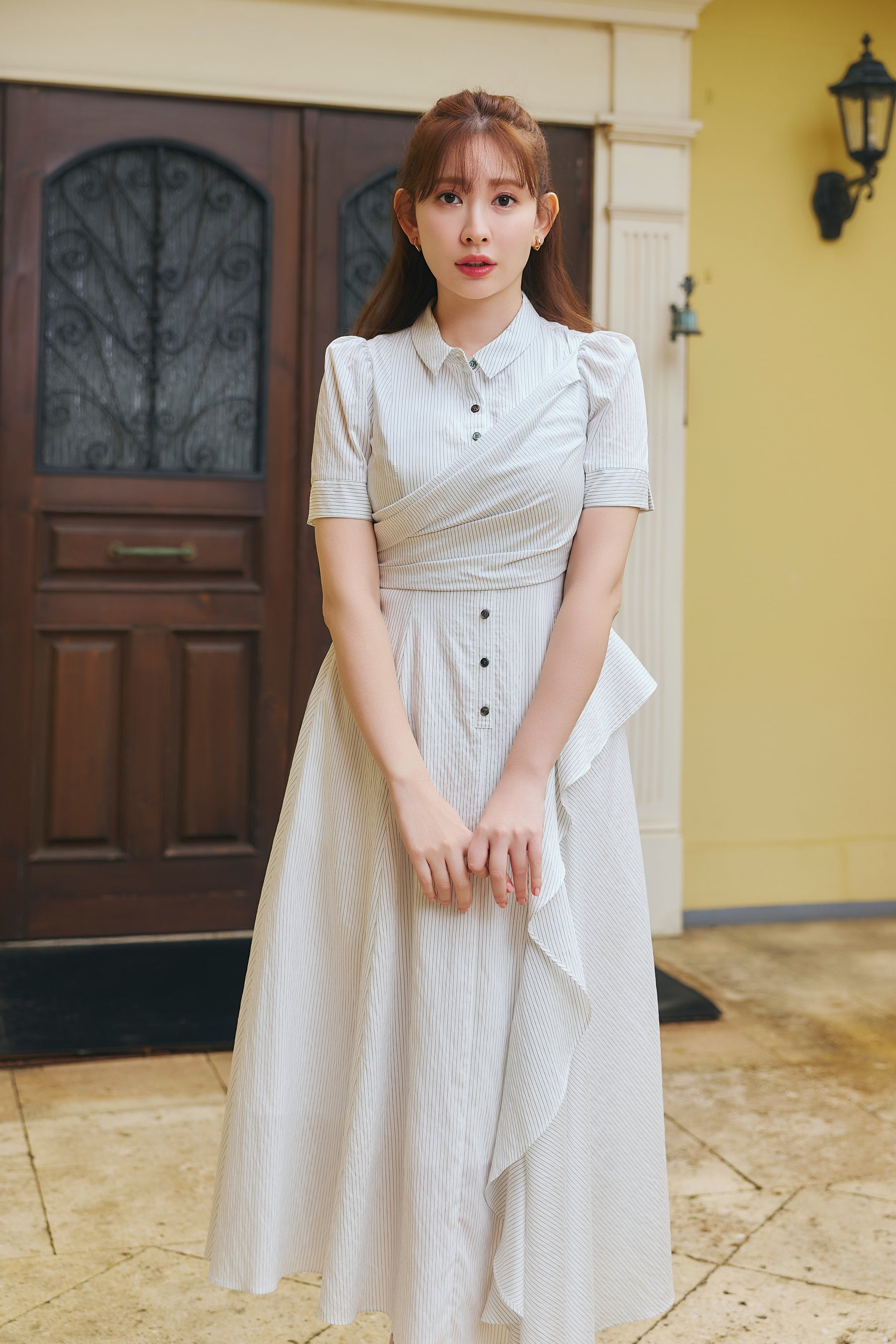 Striped Asymmetrical Shirt Dress