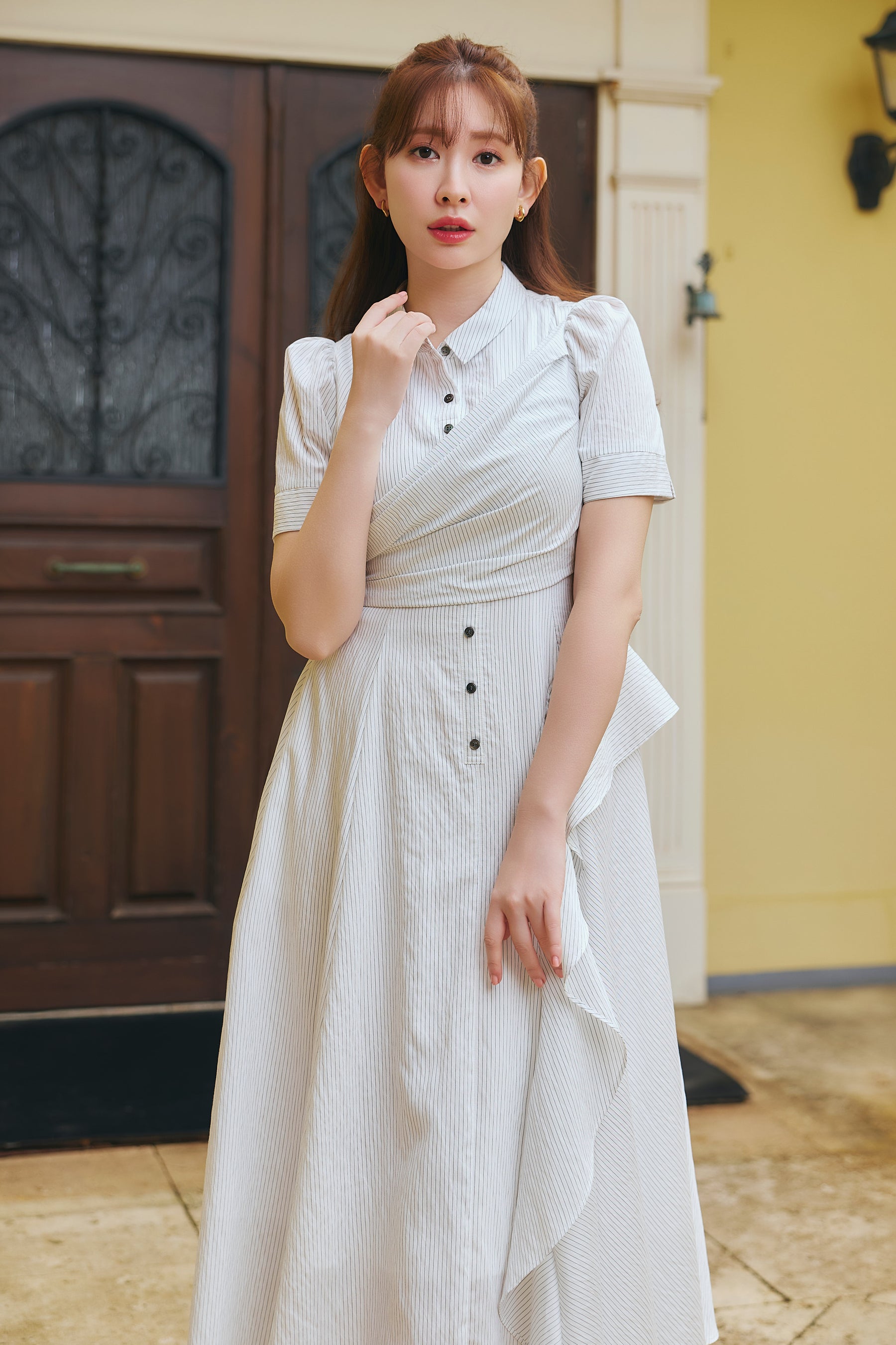 Striped Asymmetrical Shirt Dress