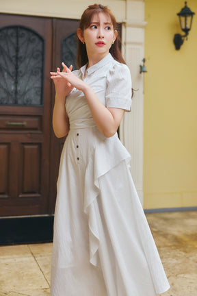 Striped Asymmetrical Shirt Dress