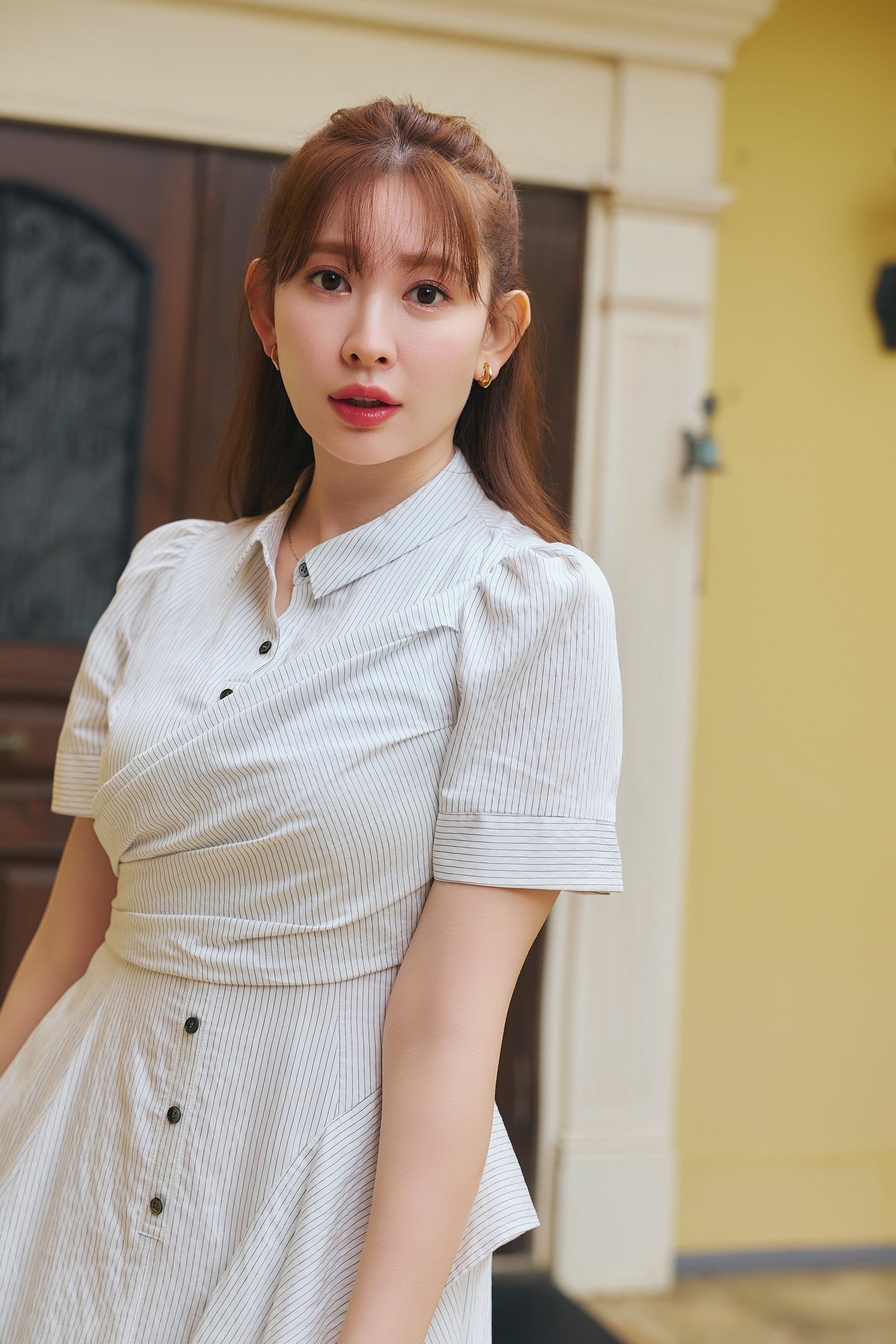 Striped Asymmetrical Shirt Dress