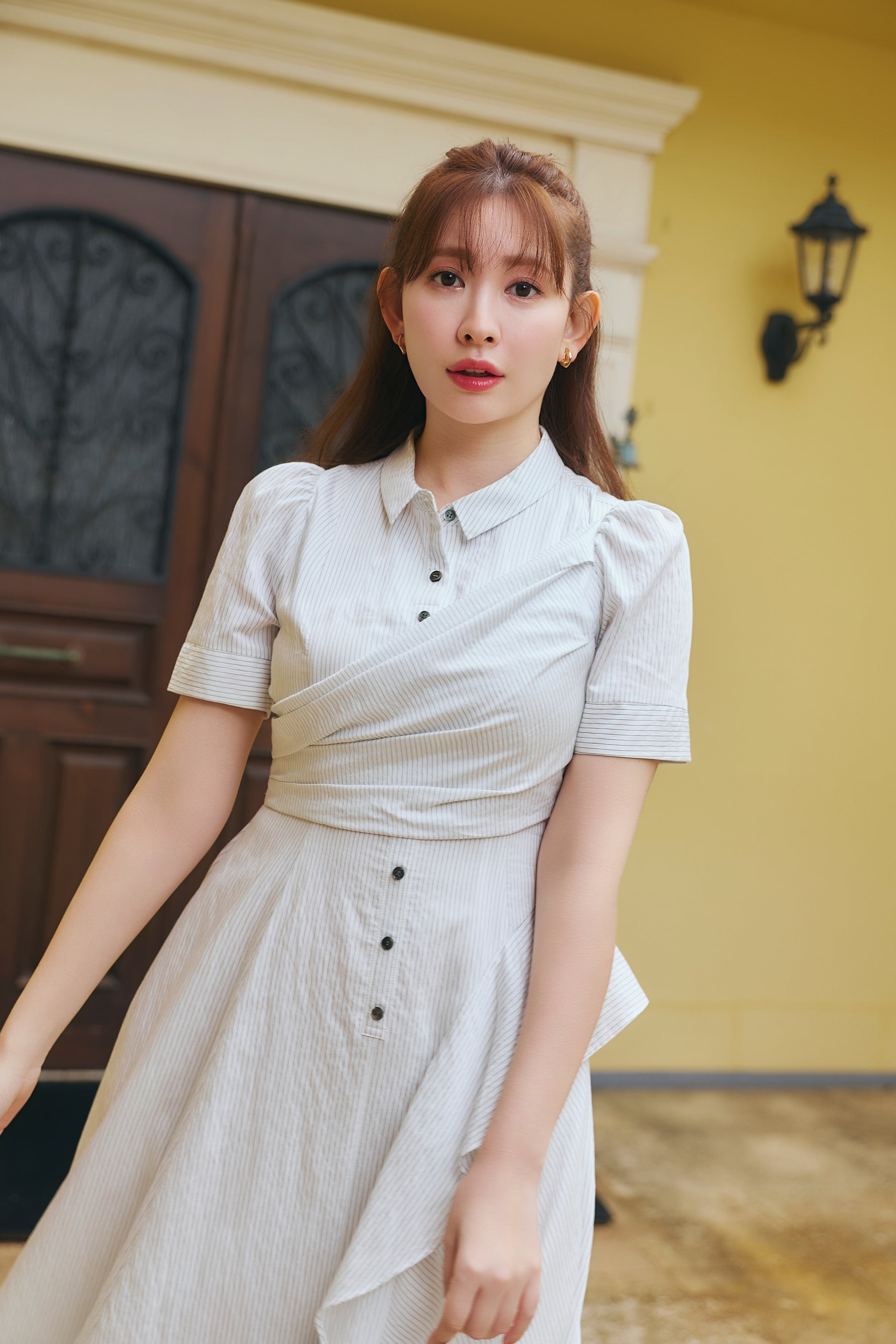 Striped Asymmetrical Shirt Dress