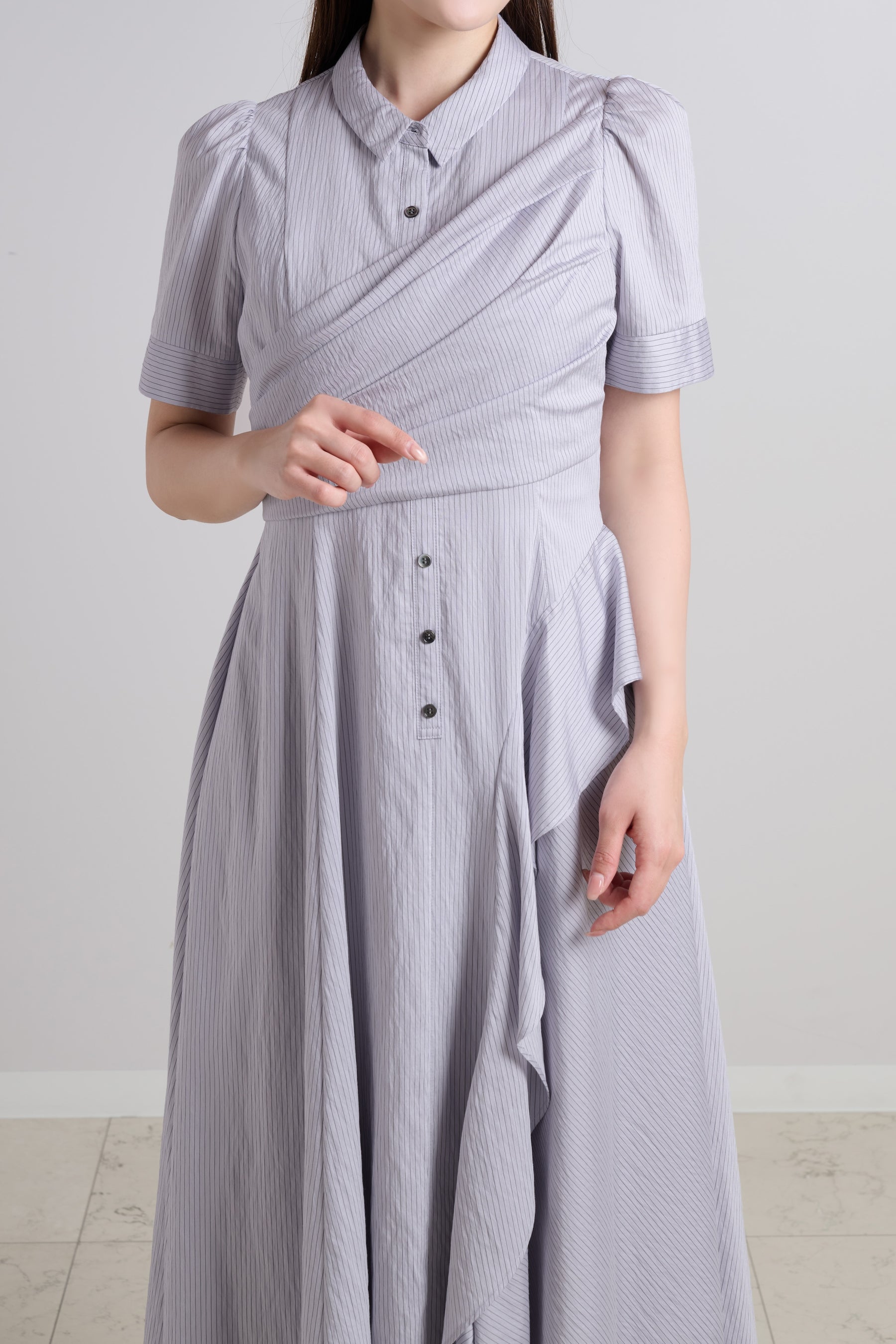 Striped Asymmetrical Shirt Dress