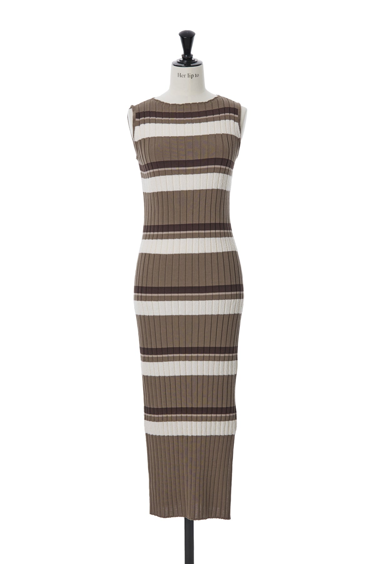 Cotton Striped Ribbed Knit Dress Mサイズ - ロングワンピース/マキシ