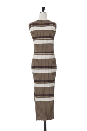 Cotton Striped Ribbed Knit Dress