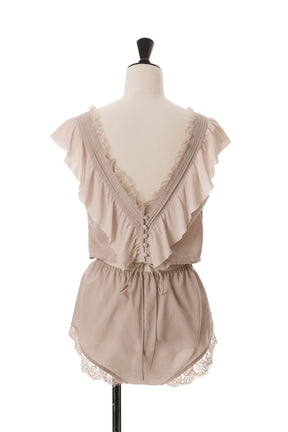 Maison Lace-Trimmed Playsuit