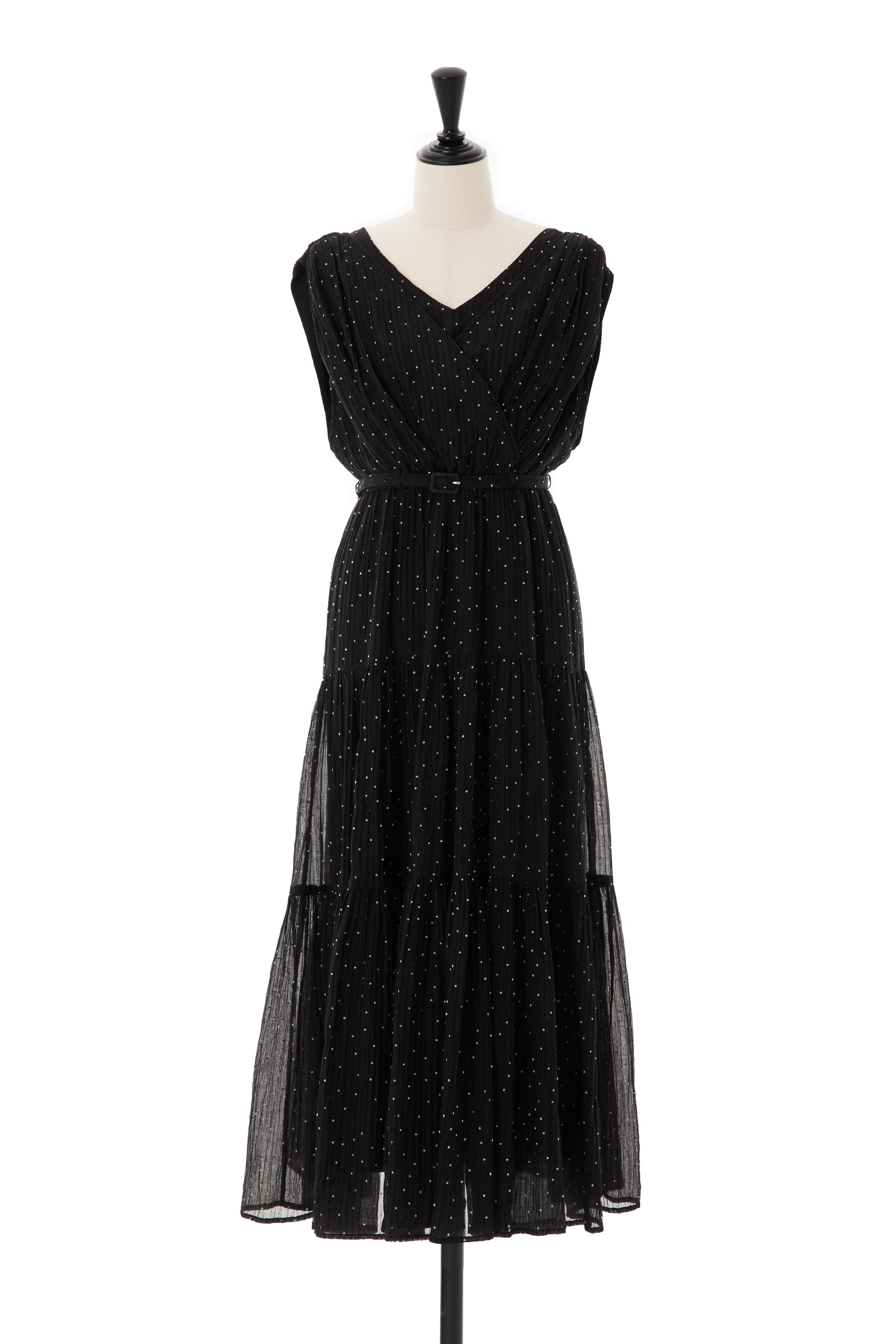 HerLipto Tiered Polka-Dot Long Dress | vlamor.com