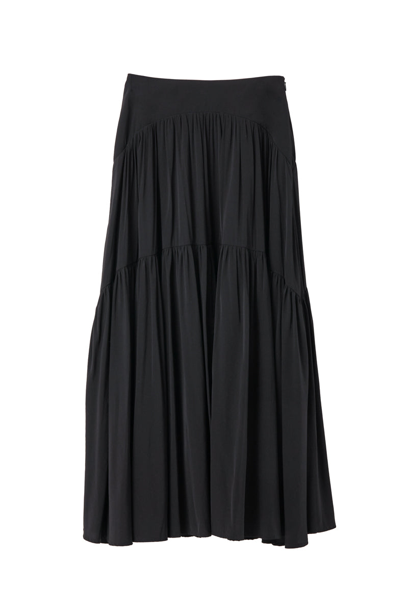 [New color] High-Waist Tiered Long Skirt
