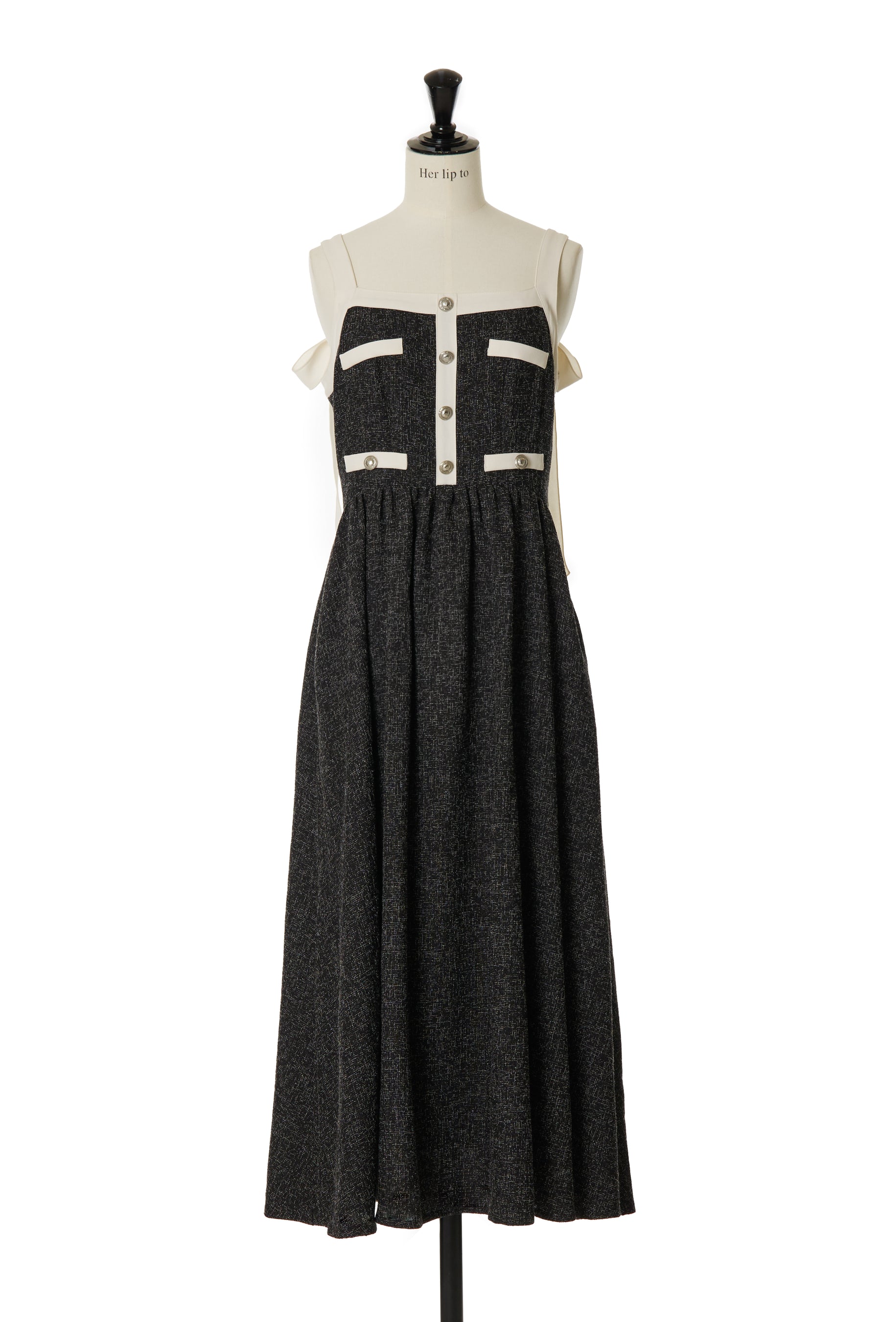 herlipto Verona Tweed Long Dress - ひざ丈ワンピース