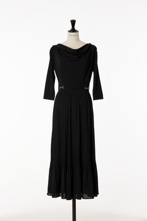 Perugia Drape Neck Pleated Dress
