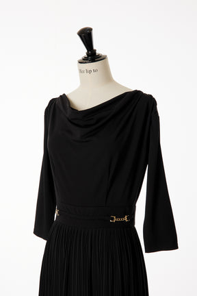 Perugia Drape Neck Pleated Dress