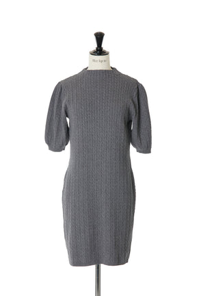 Puff Sleeve Cable Knit Dress