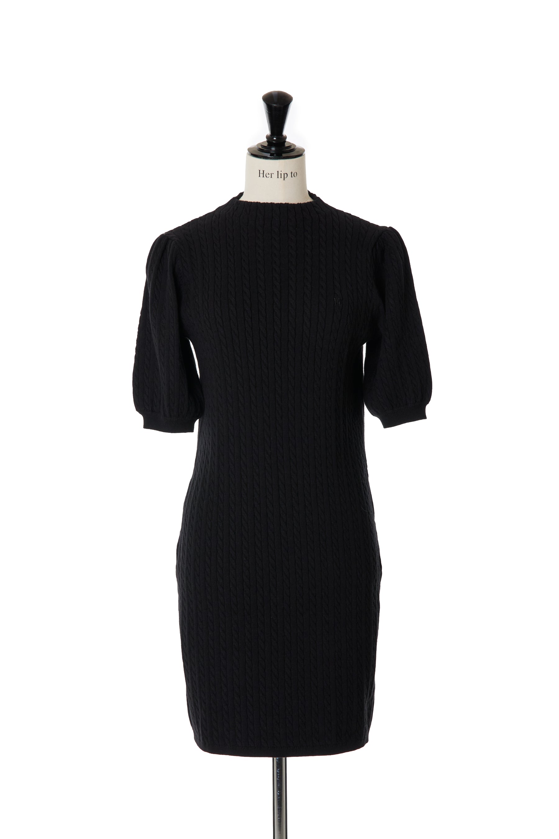 herlipto Puff Sleeve Cable Knit Dress