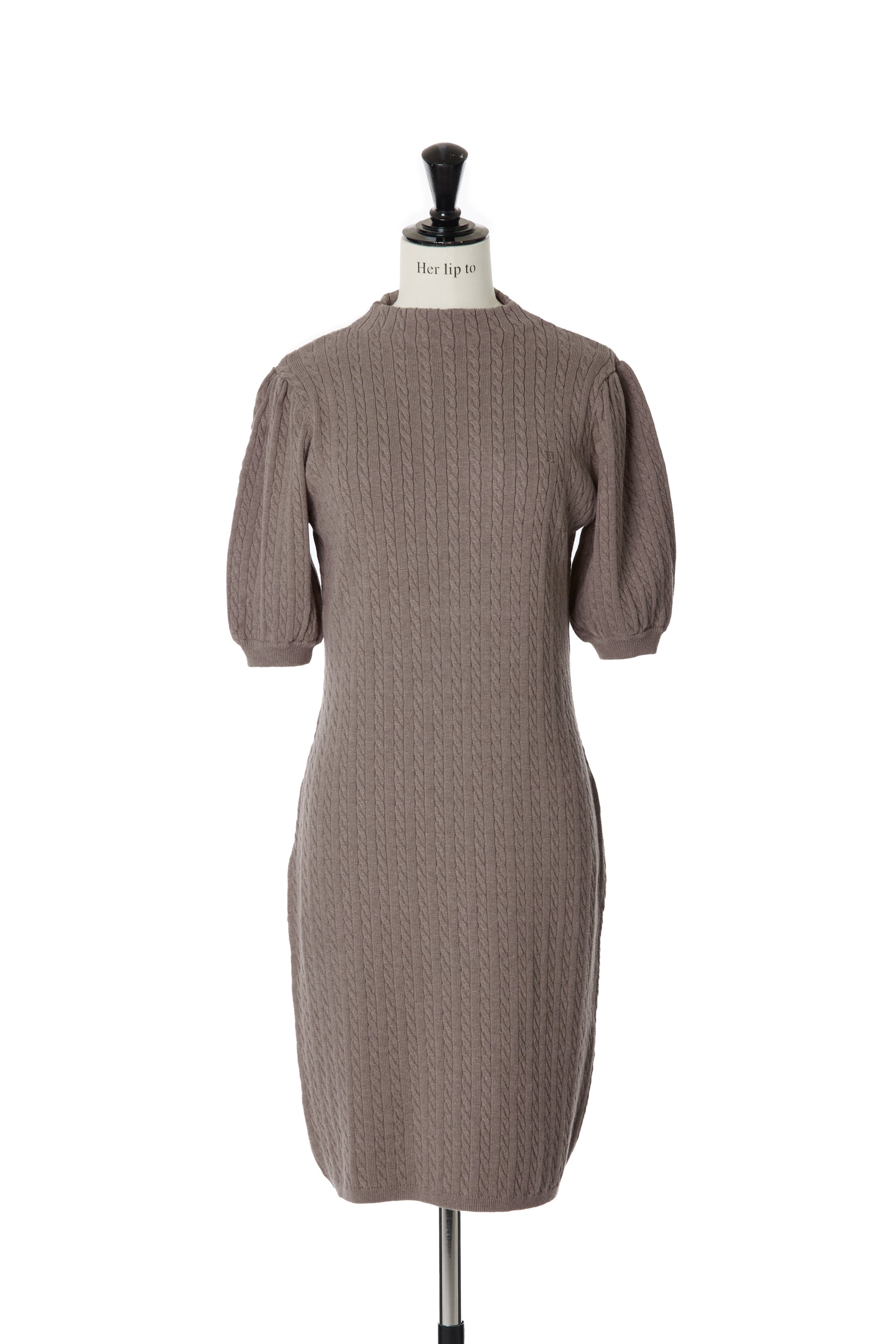 herlipto Puff Sleeve Cable Knit Dress-