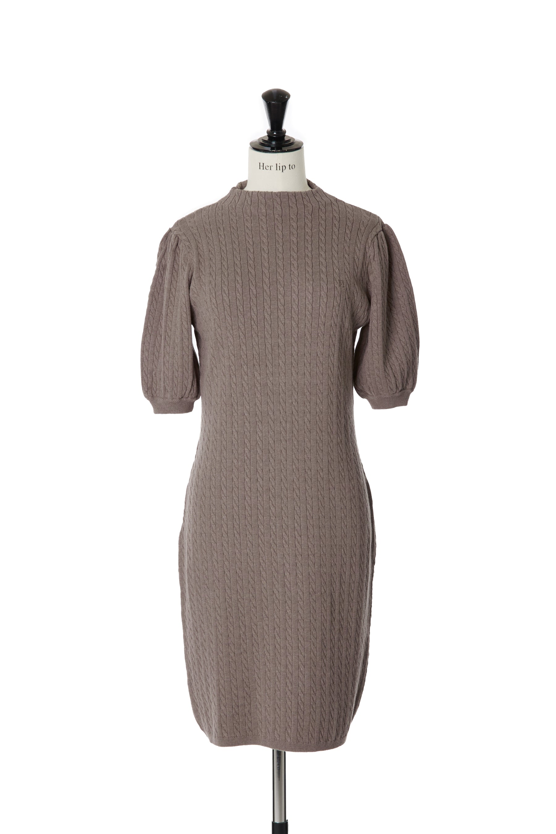 Herlipto Puff Sleeve Cable Knit Dress