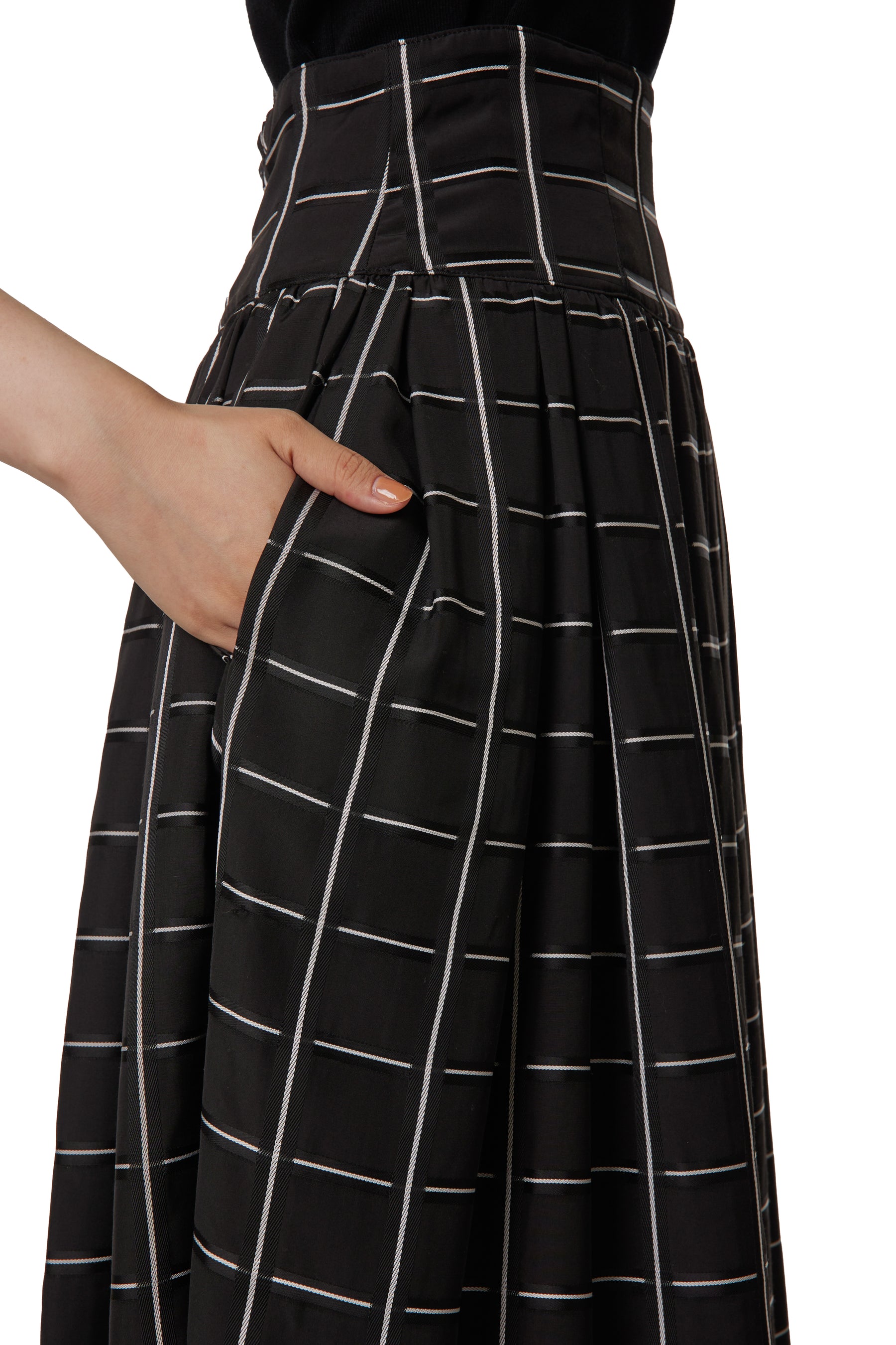 Checked Jacquard Volume Skirt