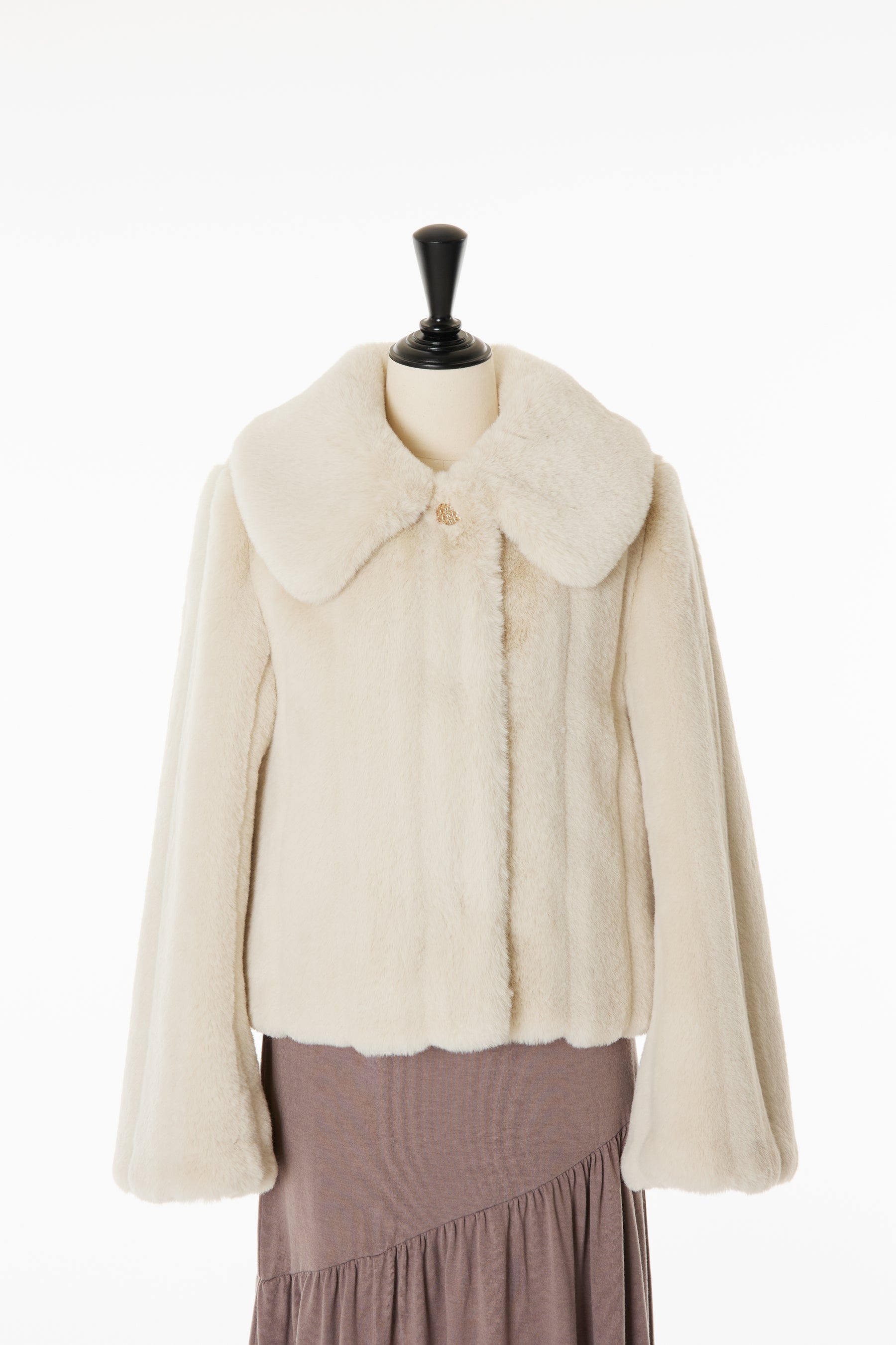 ecru / rose mocha】Winter Love Faux Fur Coat