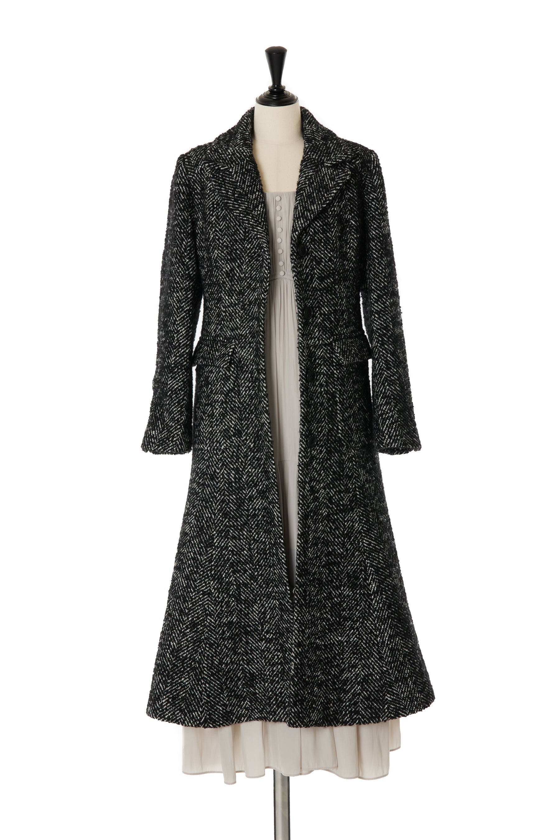 Herringbone Wool-Blend Classic Coat