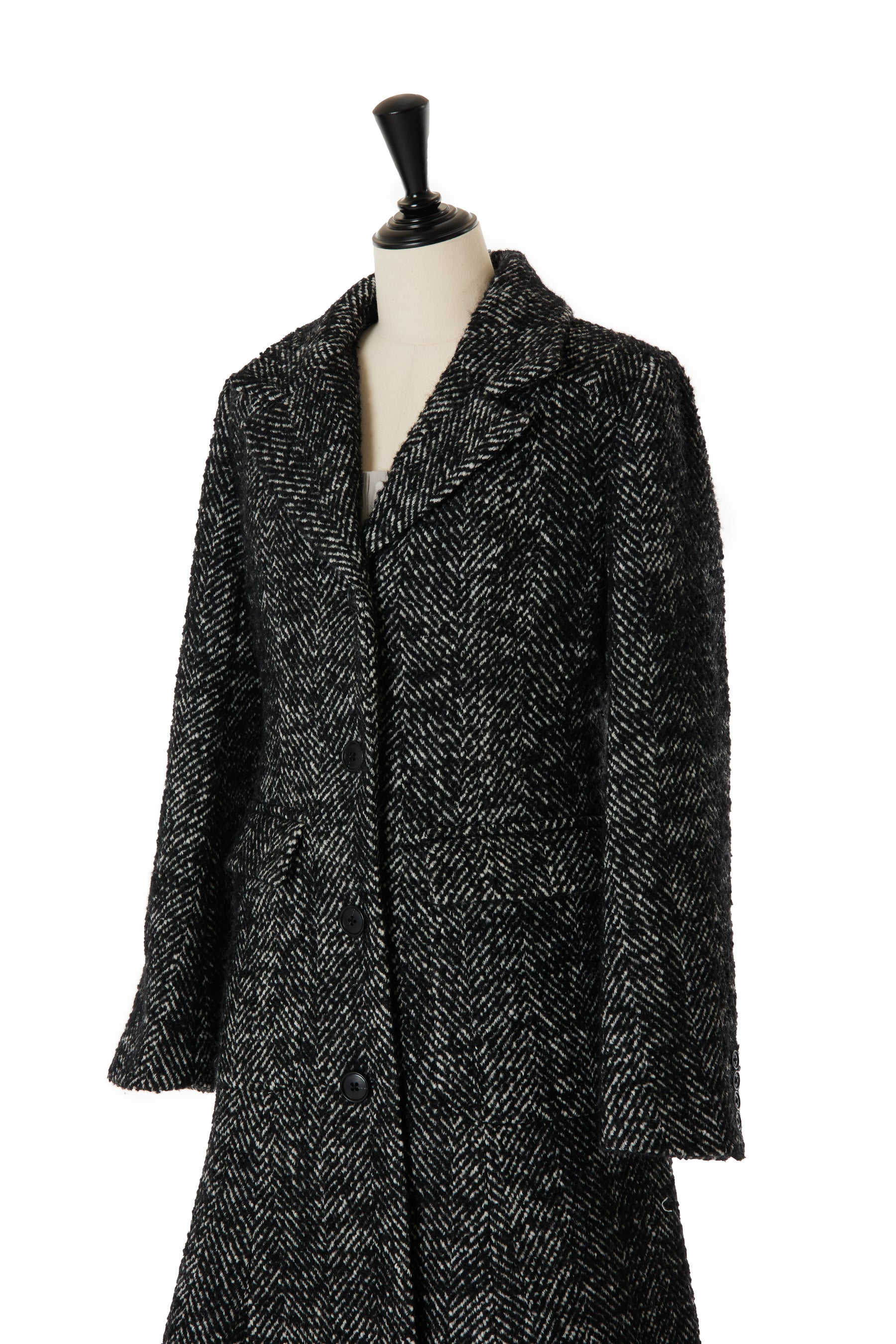 Herringbone  Wool-Blend  Coat