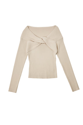 Twist Cut-Out Rib Knit Top