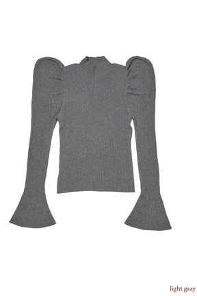 Volume Sleeve Rib Knit Top