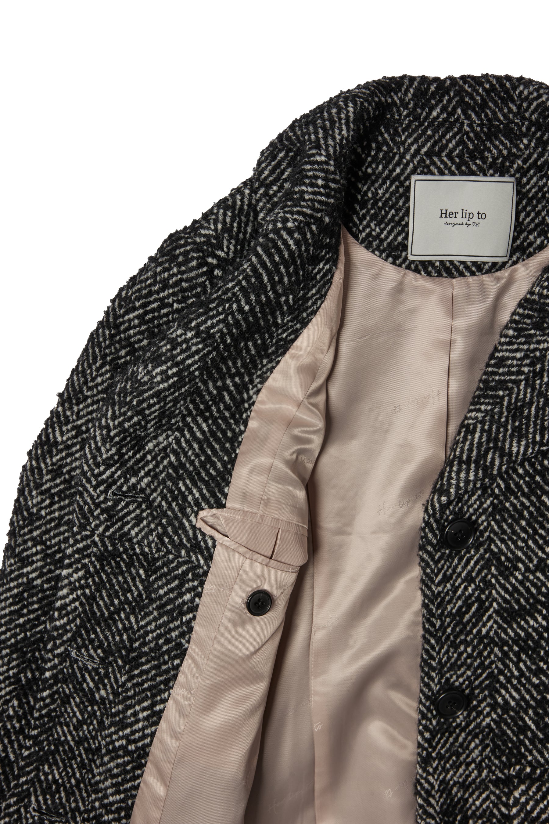 Herringbone Wool-Blend Classic Coat
