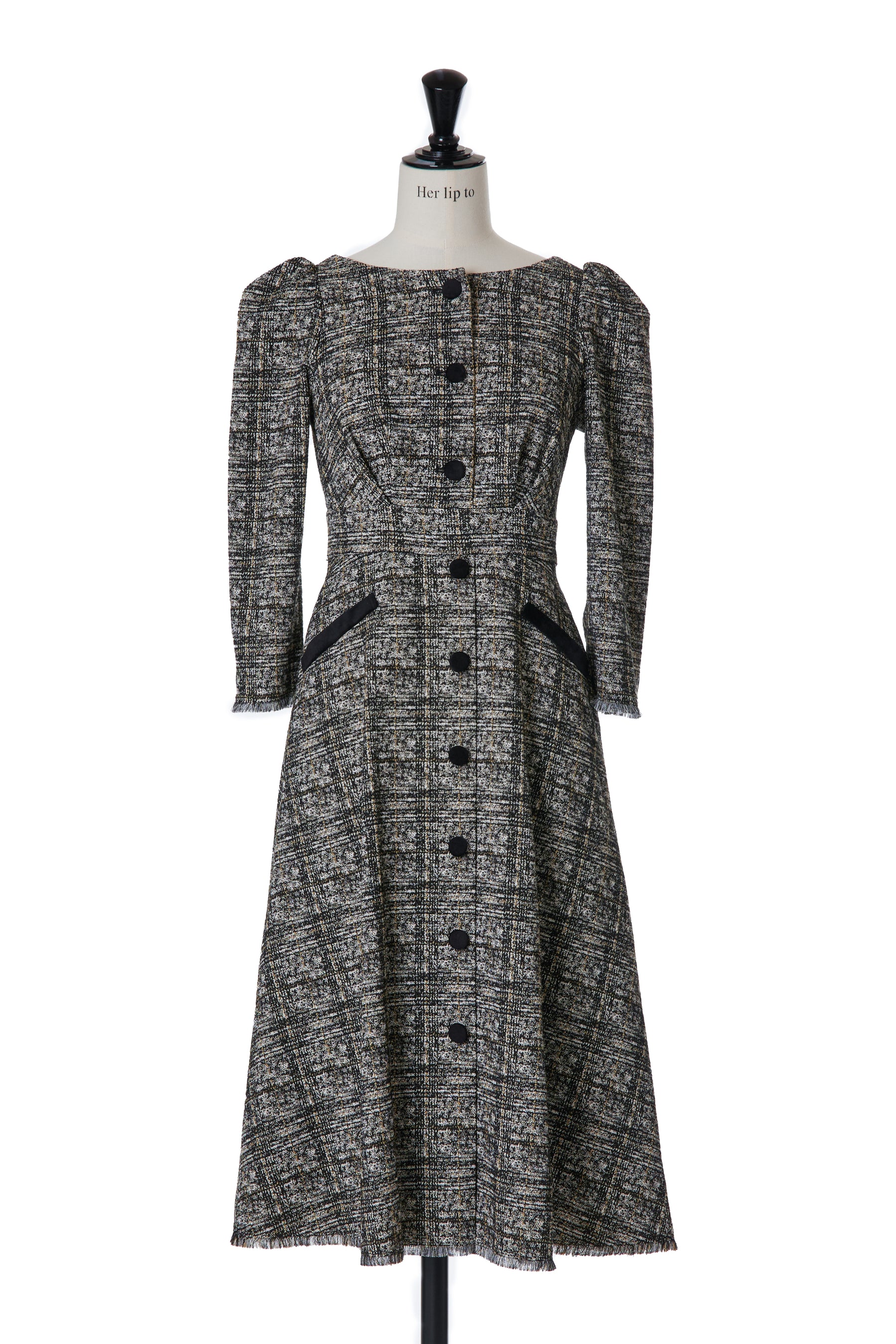 Her lip to Classic Tweed Midi Dress (M) - ひざ丈ワンピース