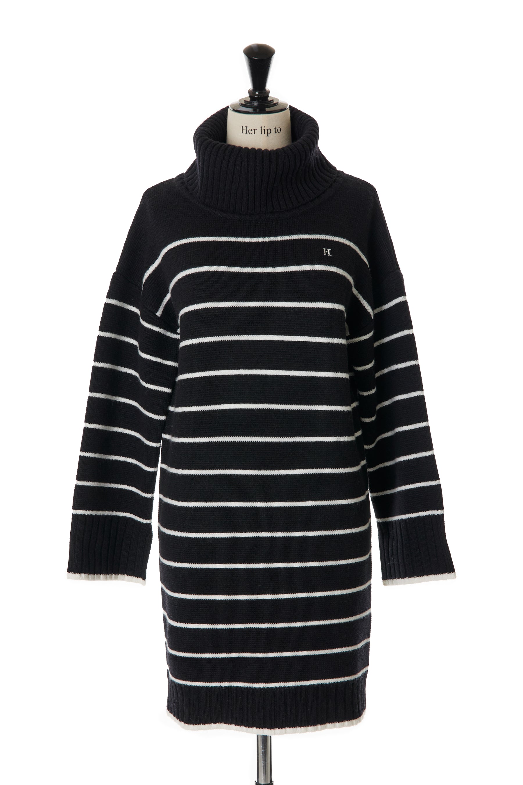 Striped Turtleneck Mini Knit Dress