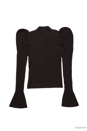 Volume Sleeve Rib Knit Top