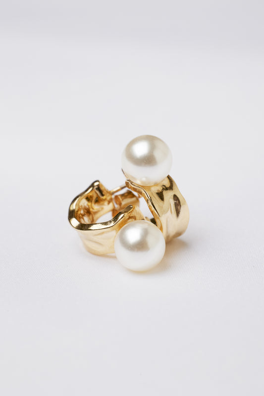 Gold Hoop Pearl Pierces