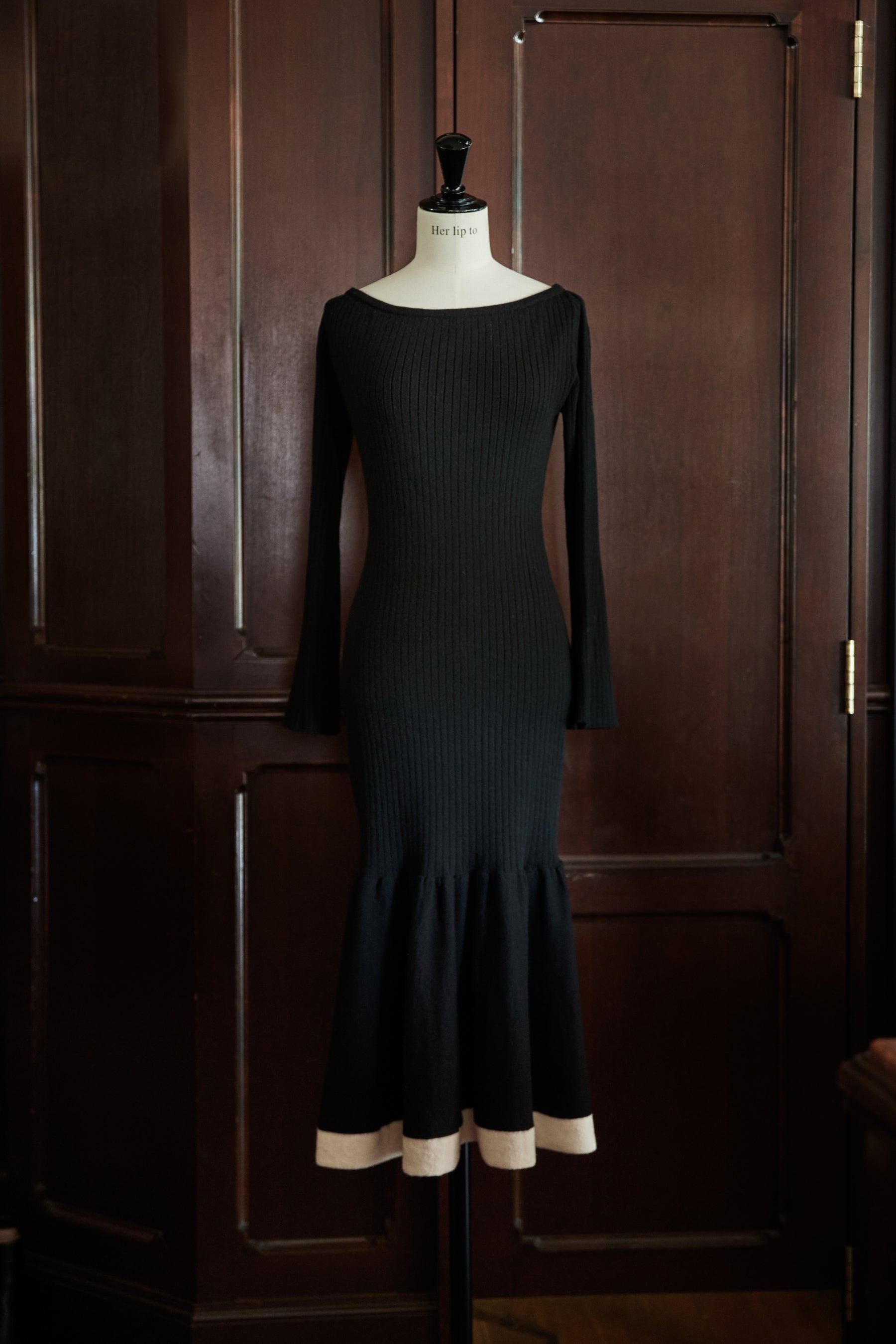 色mauvepinkFlare Sleeve Ruffle Knit Dress