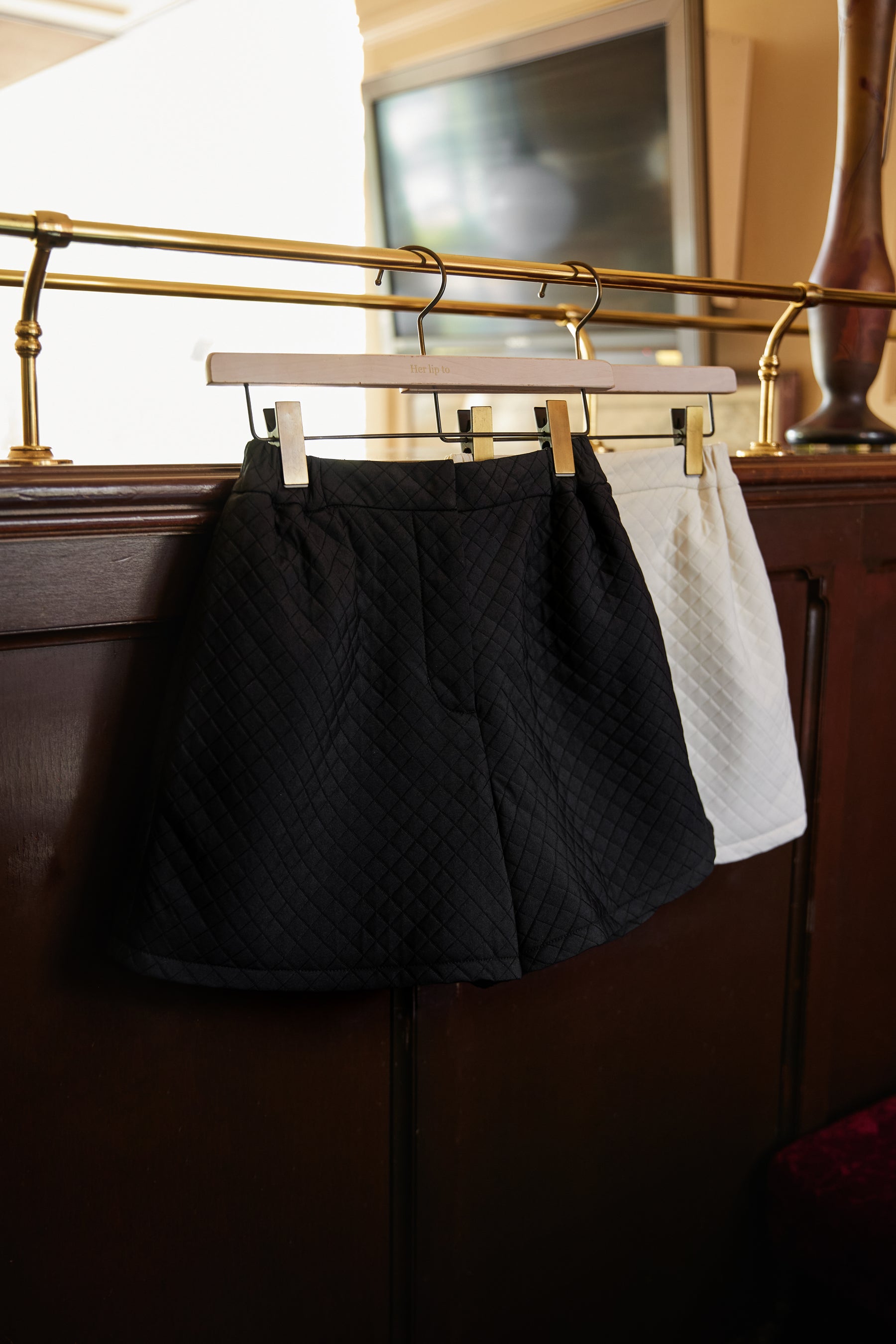 herlipto Quilted Flare Bell Shorts-