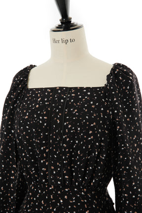 Slit Sleeve Floral Print Dress