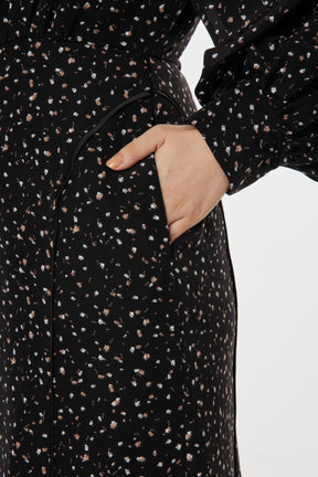 Slit Sleeve Floral Print Dress