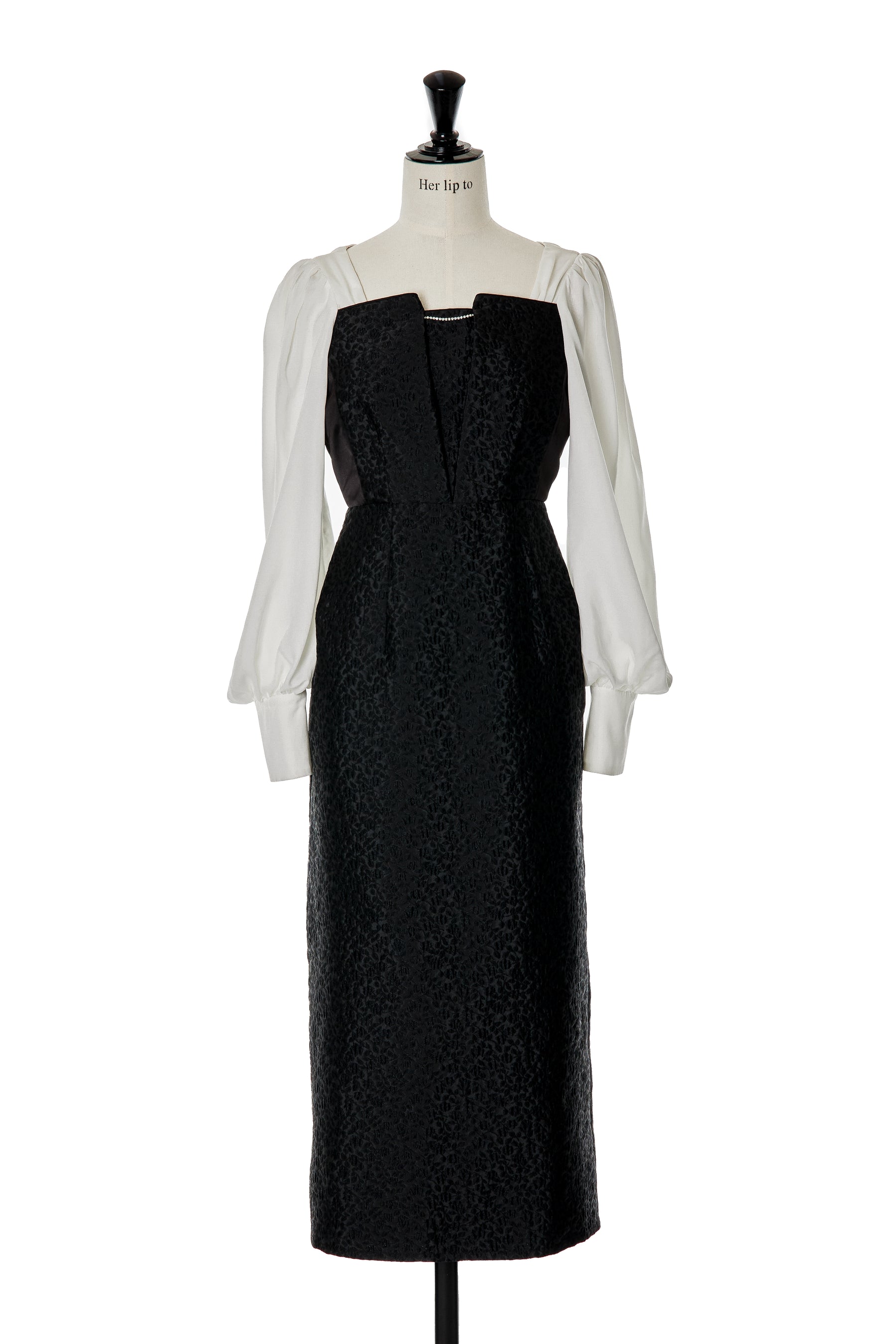 blackMサイズCrillon Crystal Pearl Jaquard Dress
