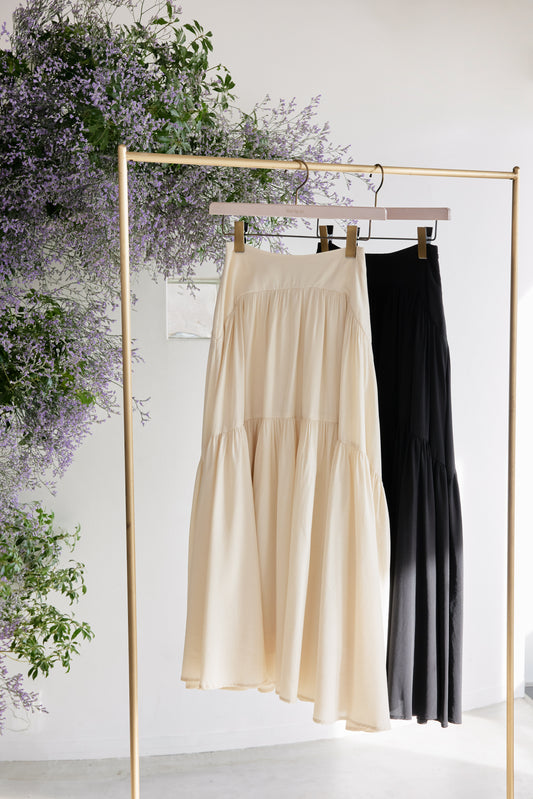 High-Waist Tiered Long Skirt