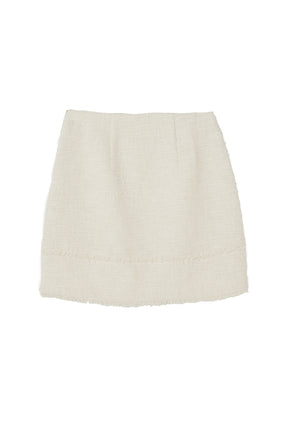 Silky White Tweed Skirt