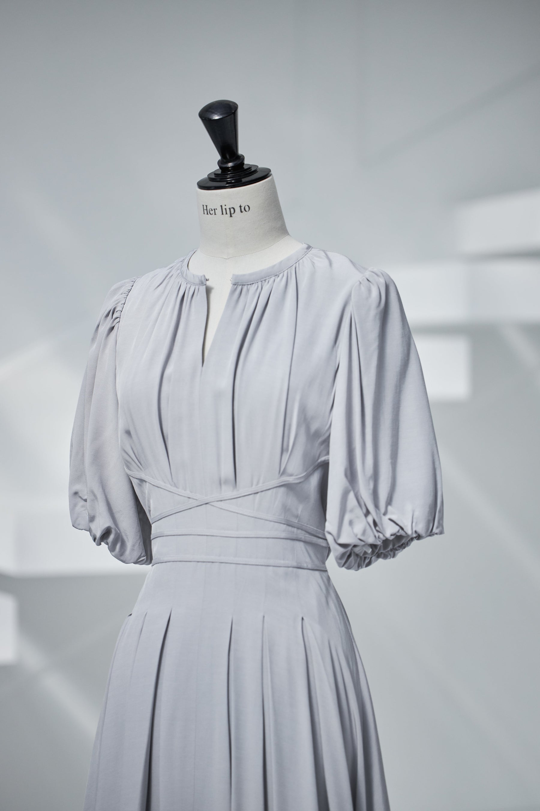 pale blue】Fountain Lace Up Bow Dress